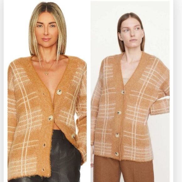 Vince Brushed Plaid Alpaca-Wool Cardigan XS/S $525 NWT - Picture 1 of 9